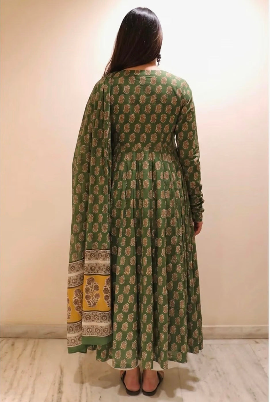 Anarkali Kurta Pant and printed Dupatta Set