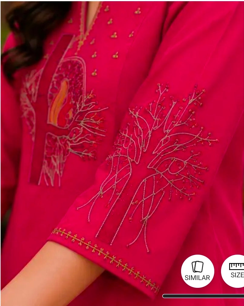 Cotton Kurta Palazzo Set with Embroidery