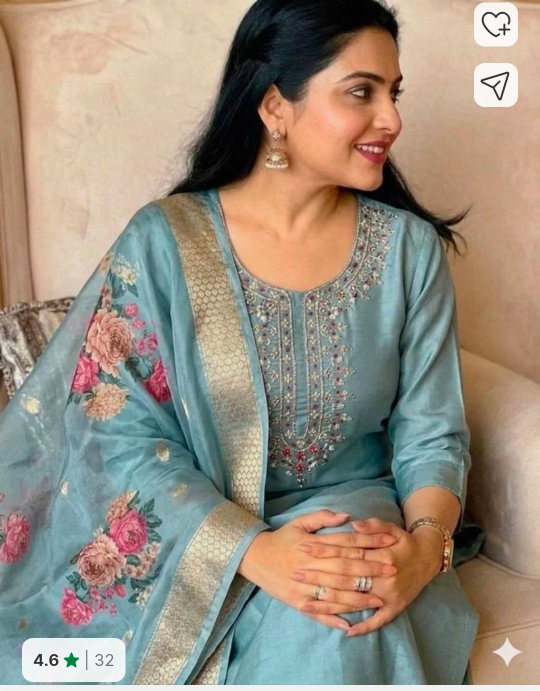 Rayon Straight Kurta with Salwar & Chanderi Dupatta Set