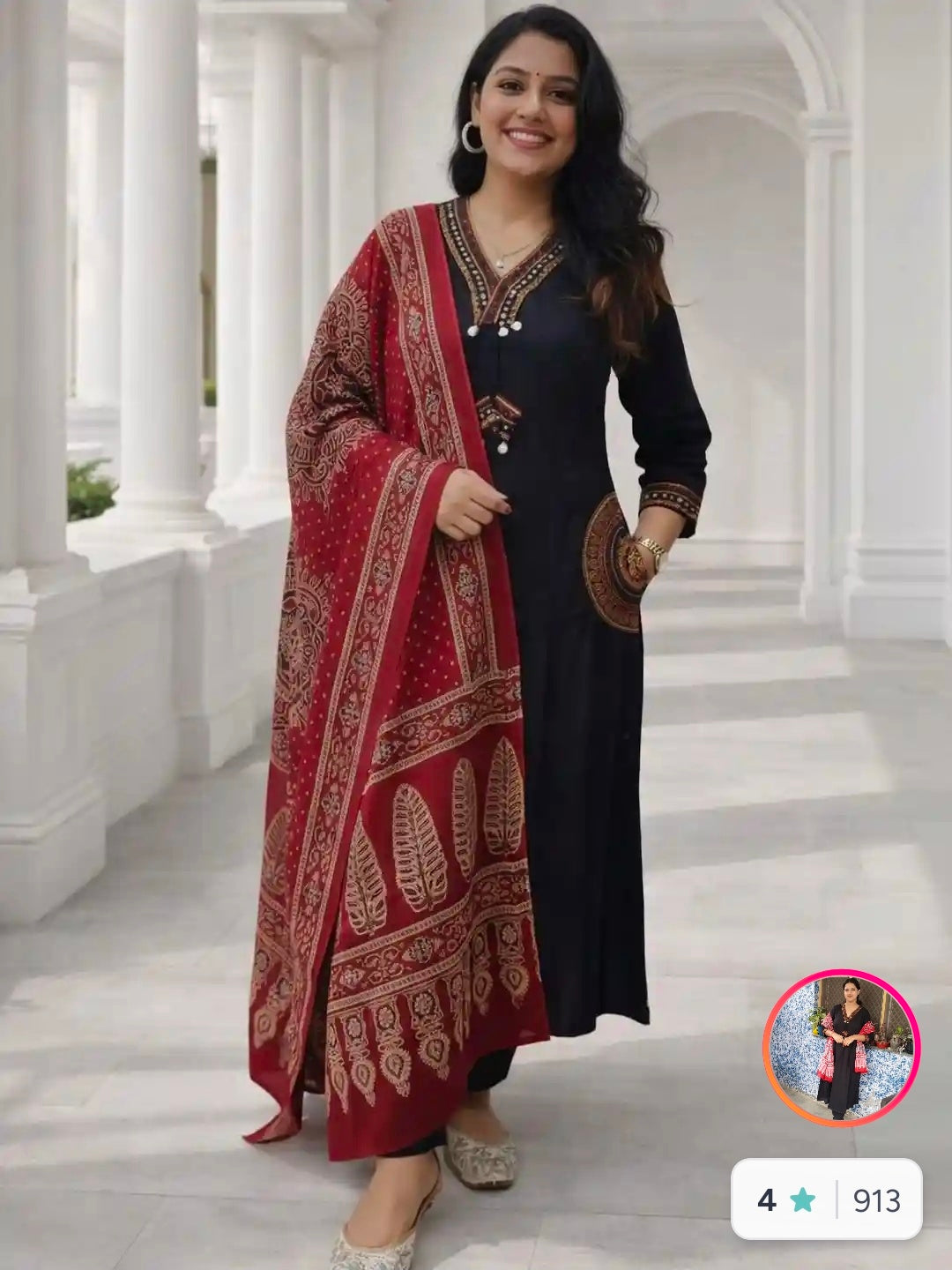 Pure Cotton Kurta Pant Dupatta Set