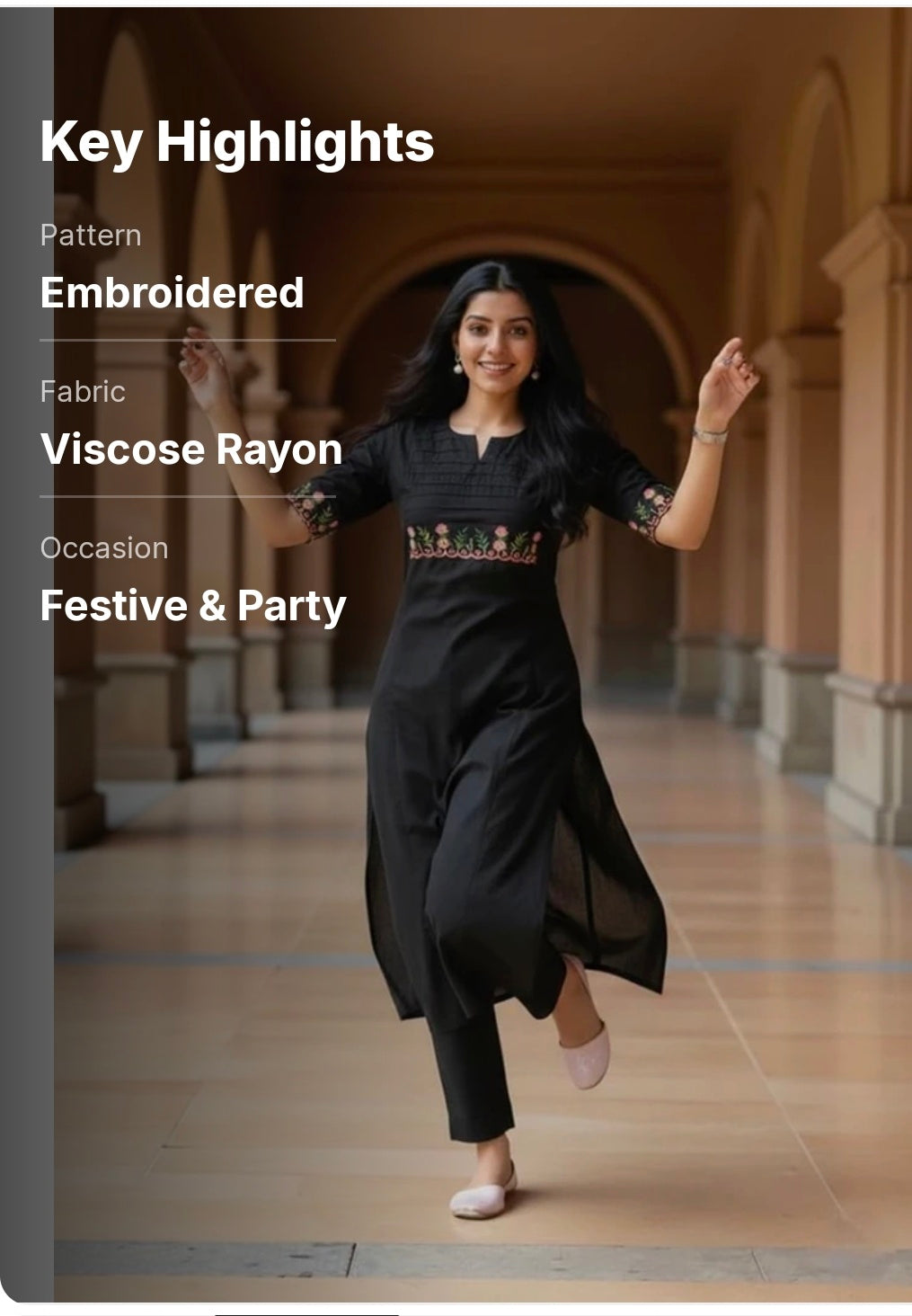 Embroidered A-Line Kurta with Pant Set