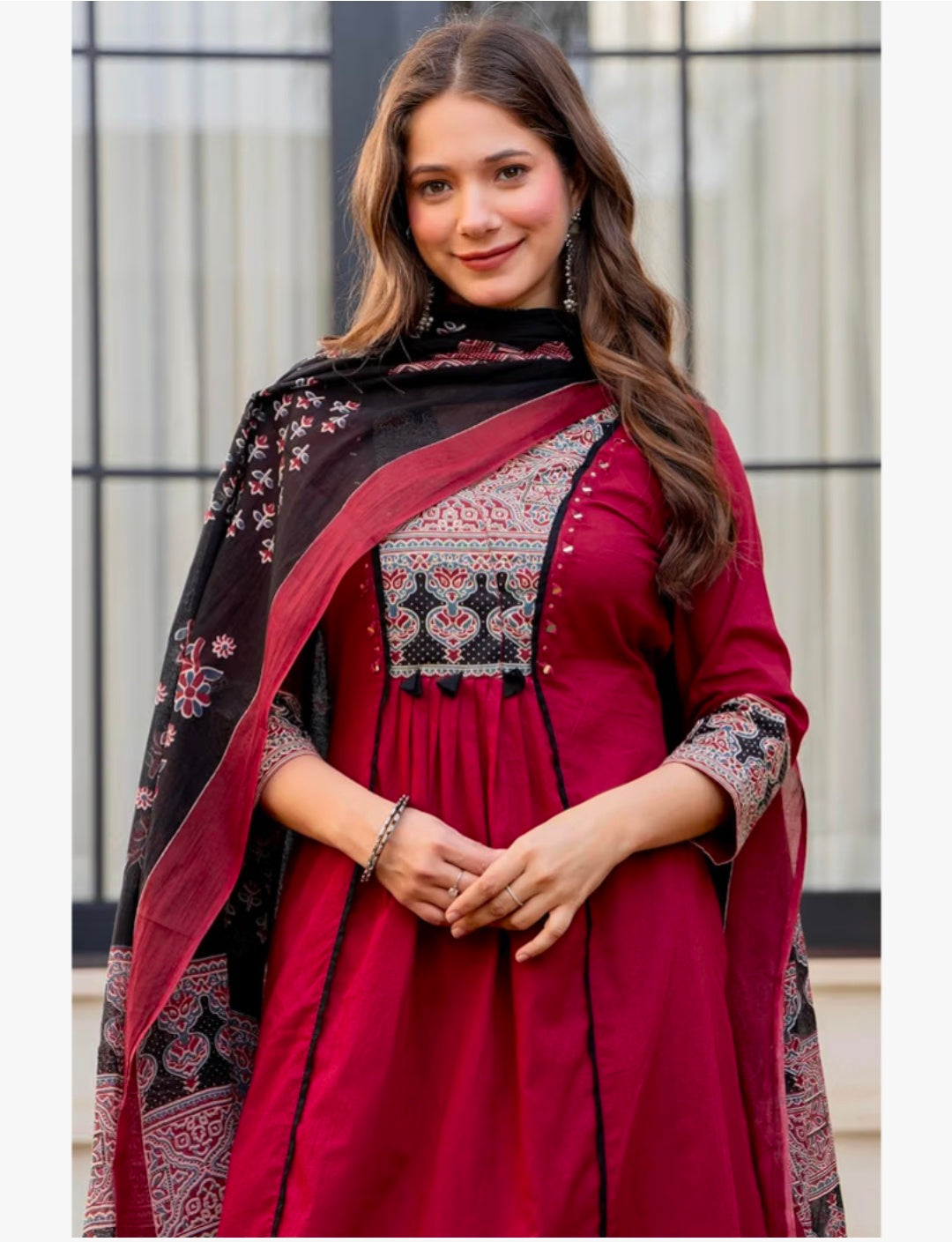 Kurta and Bottom Fabric: Cotton || Kurta Set Color :- Maroon