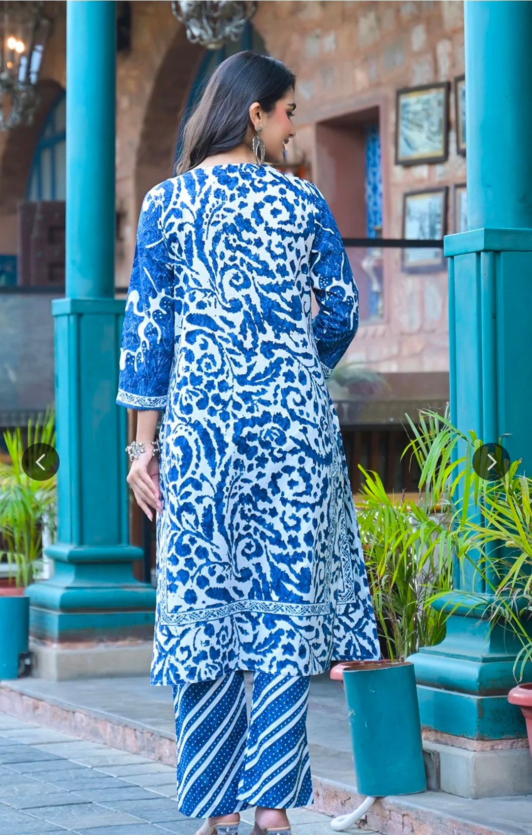 Cotton Kurta with Trousers and Dupatta Set
