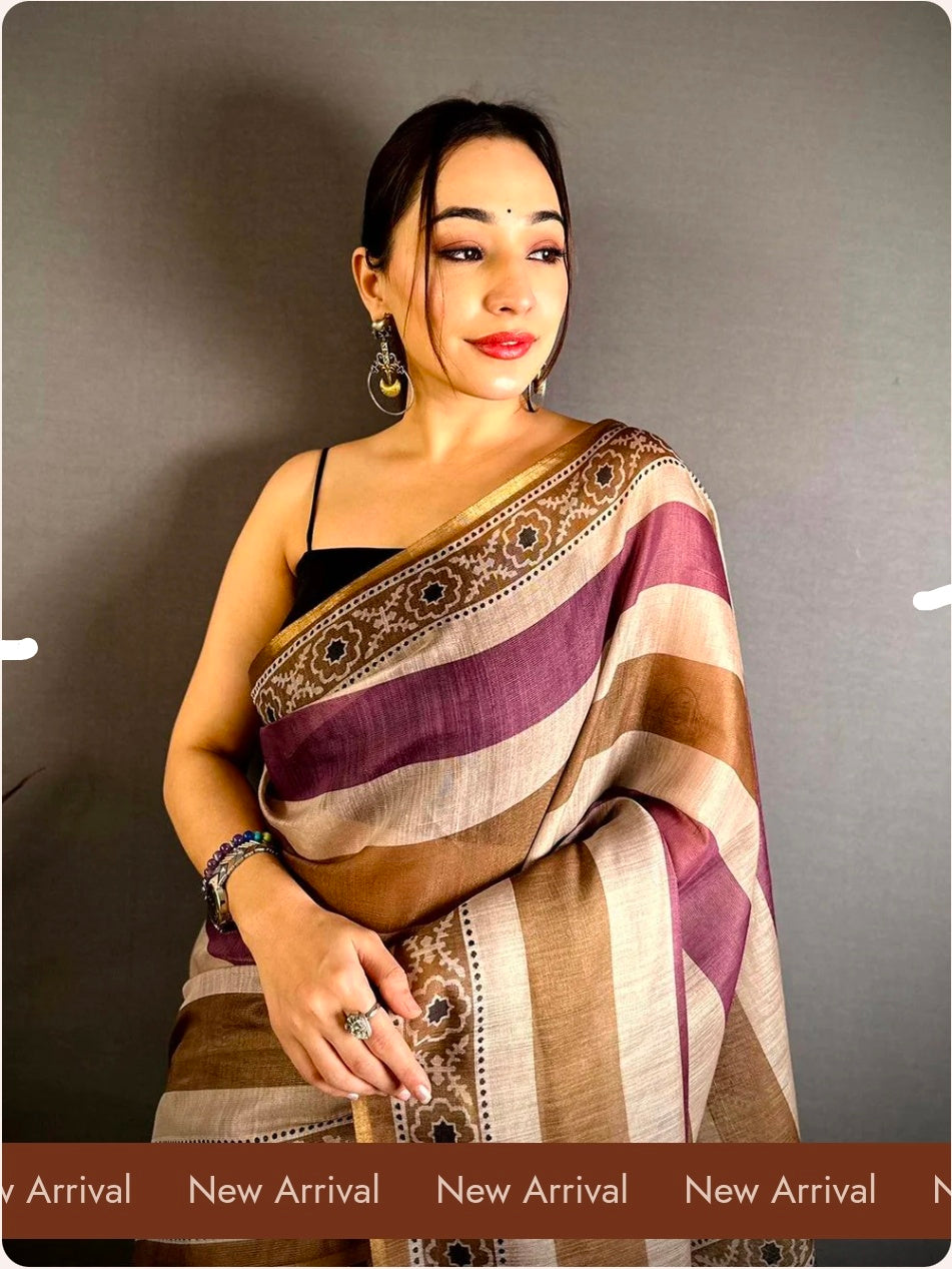 Heritage Stripe Linen Chanderi