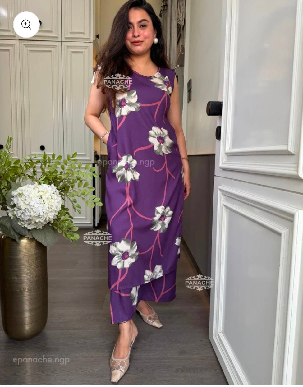 Cotton Floral sleeveless set