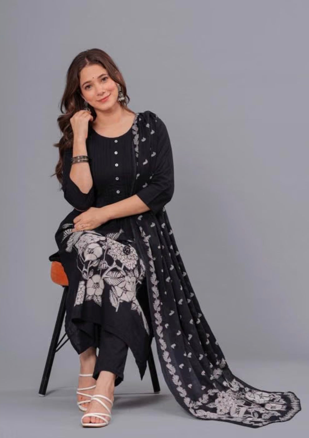 Pure Cotton Printed Kurta Set with Palazzo Pants & Dupatta