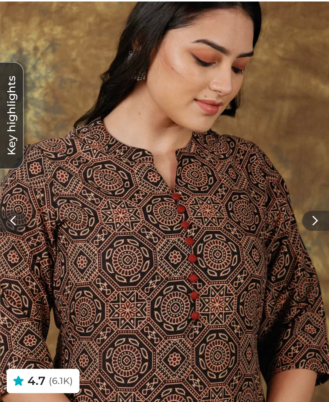Soft Cotton Geometric Straight Black Kurta Set