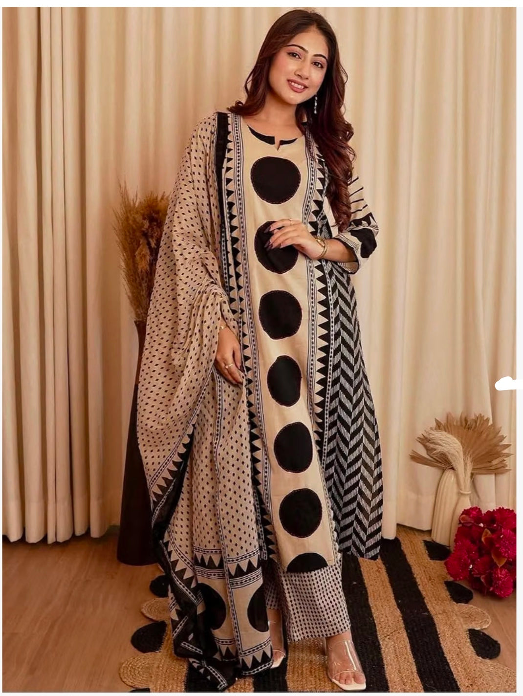 Pure cotton Straight Kurta Pant and printed Dupatta Set