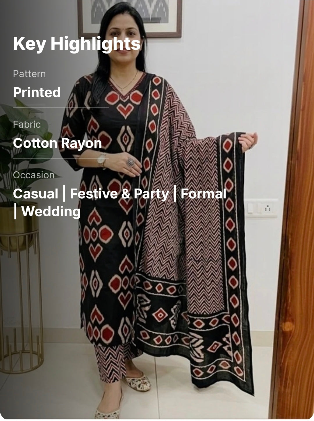 Cotton Rayon Kurta Pant Dupatta Set