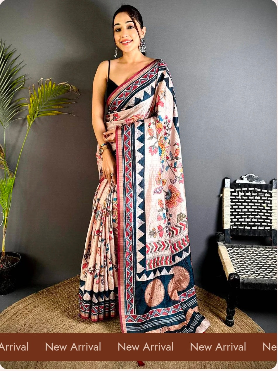 Ajrakh Kalamkari Tussar