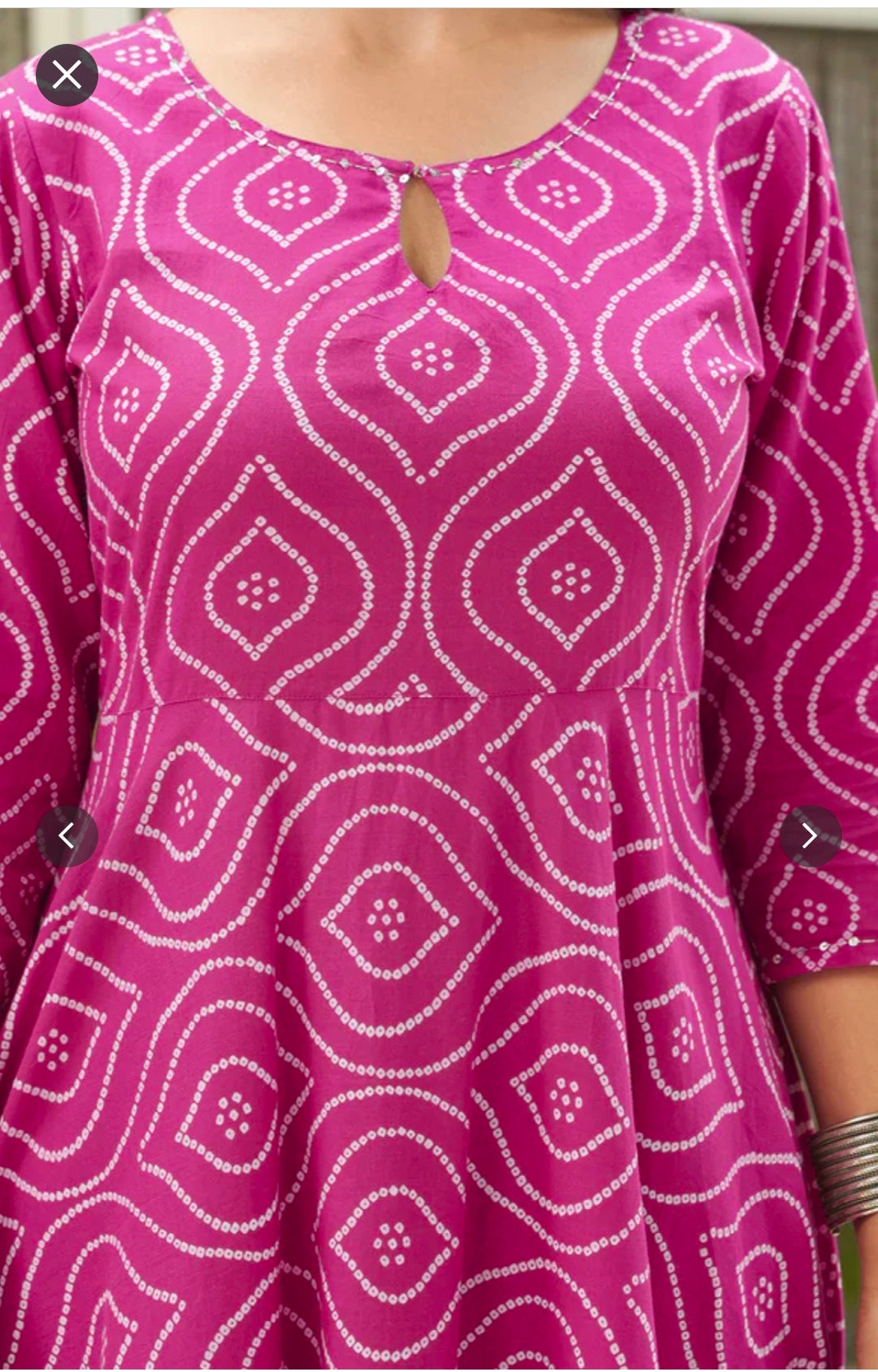 Pink Bandhani Anarkali Kurti with Palazzo Set