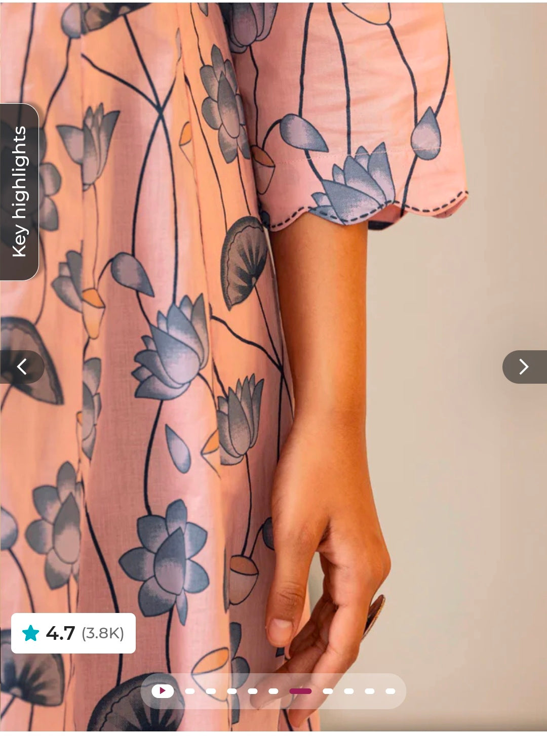 Soft Cotton Floral Anarkali Pink Dress