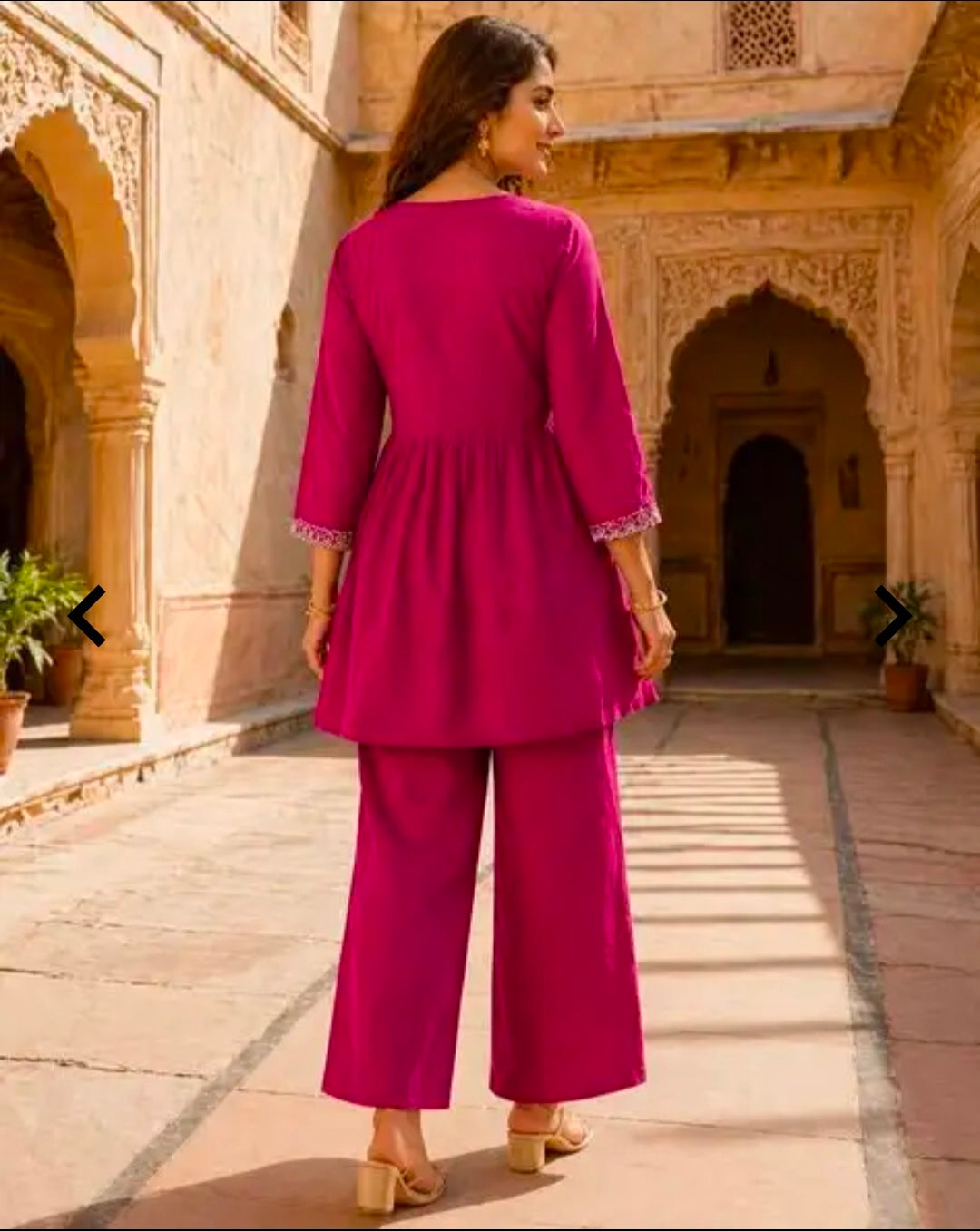 Women's Pure Cotton Kurta Palazzo Set | 2 Piece Ethnic Co-ord Set