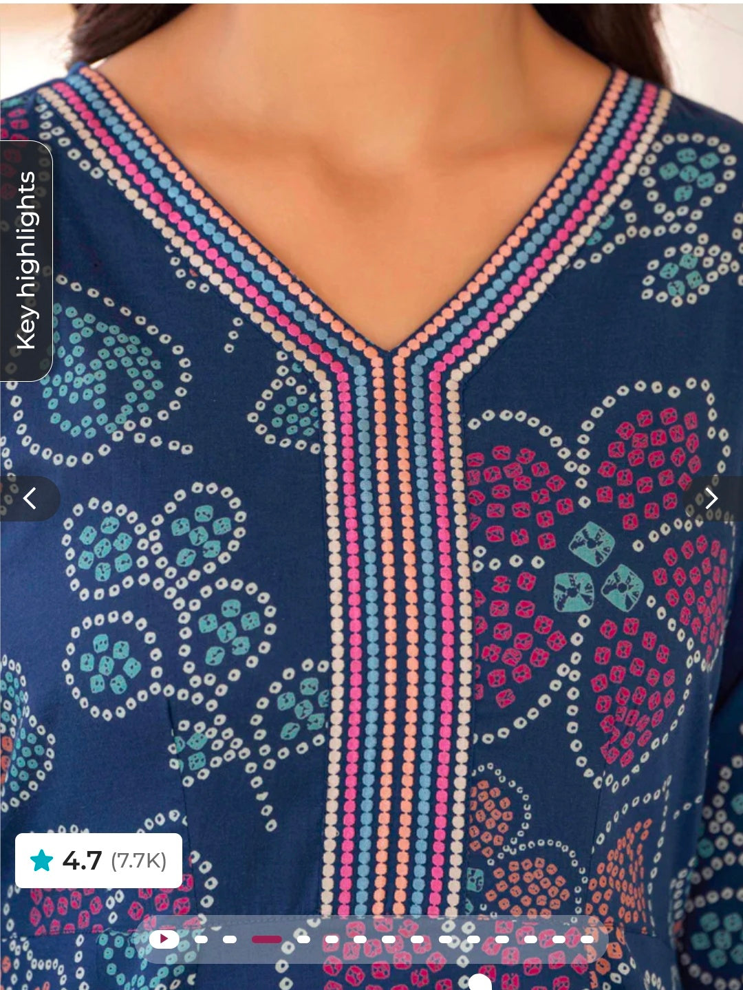 Blue Floral Soft Cotton Anarkali Kurta with Straight Trouser Set