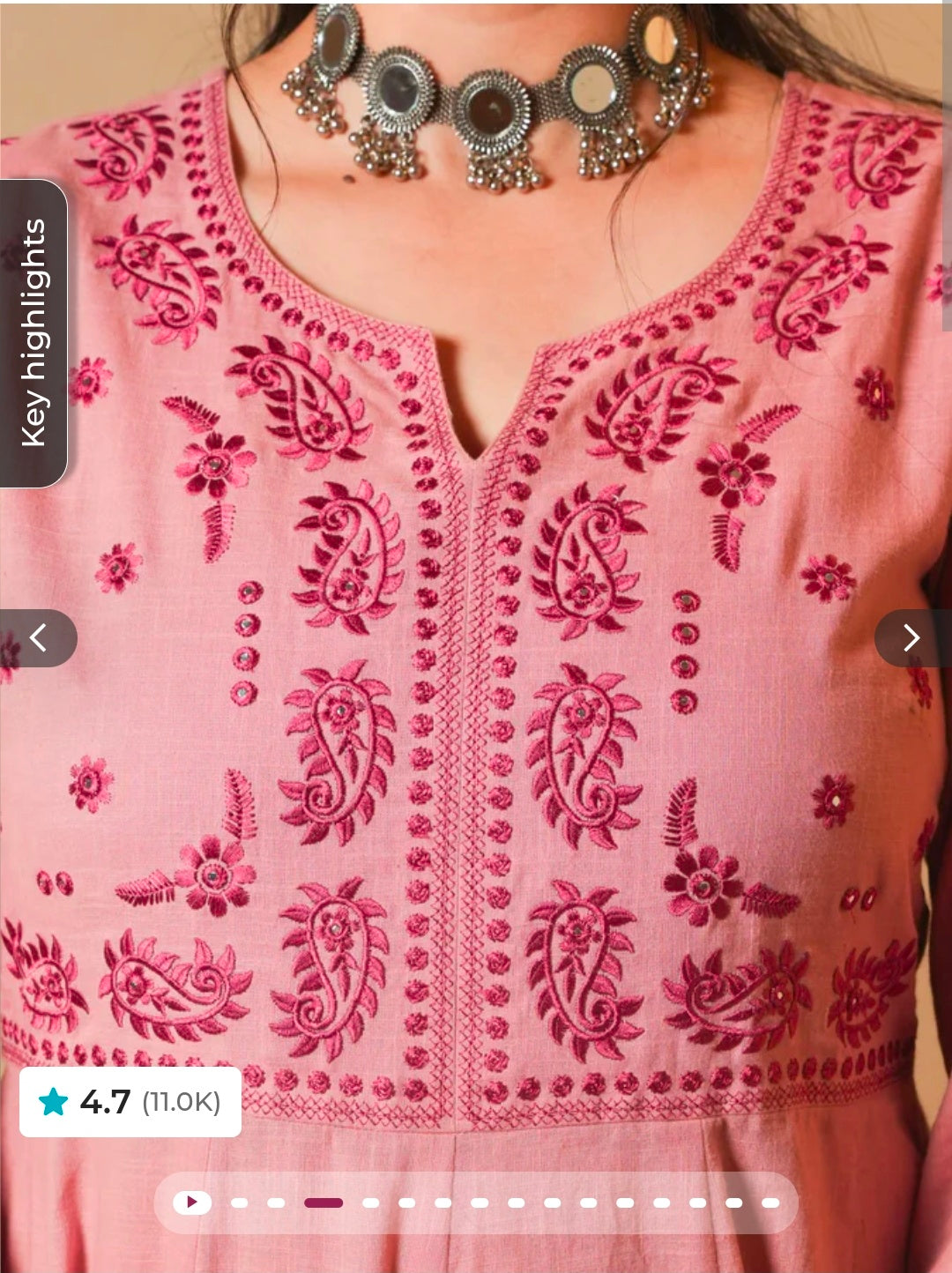 Embroidered Natural Cotton Solid Anarkali Pink, Tapered Trousers & Dupatta