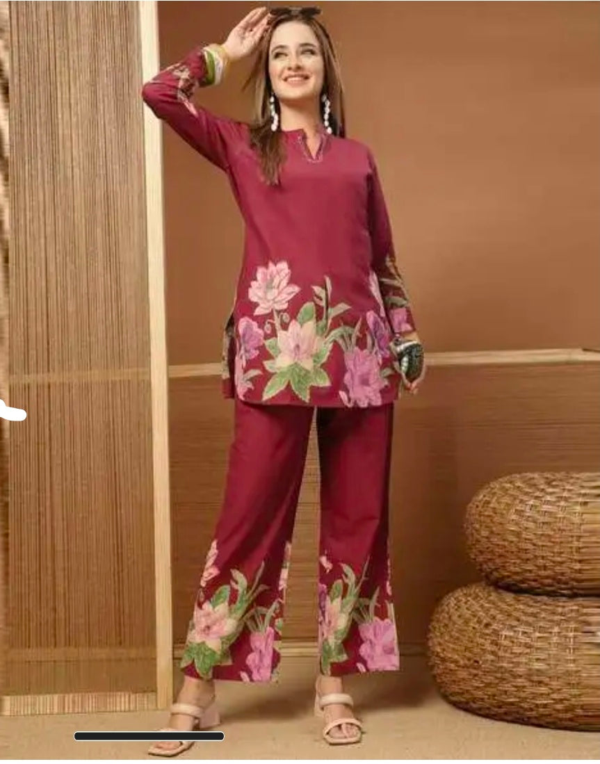 Magenta Cotton Co-ord Set