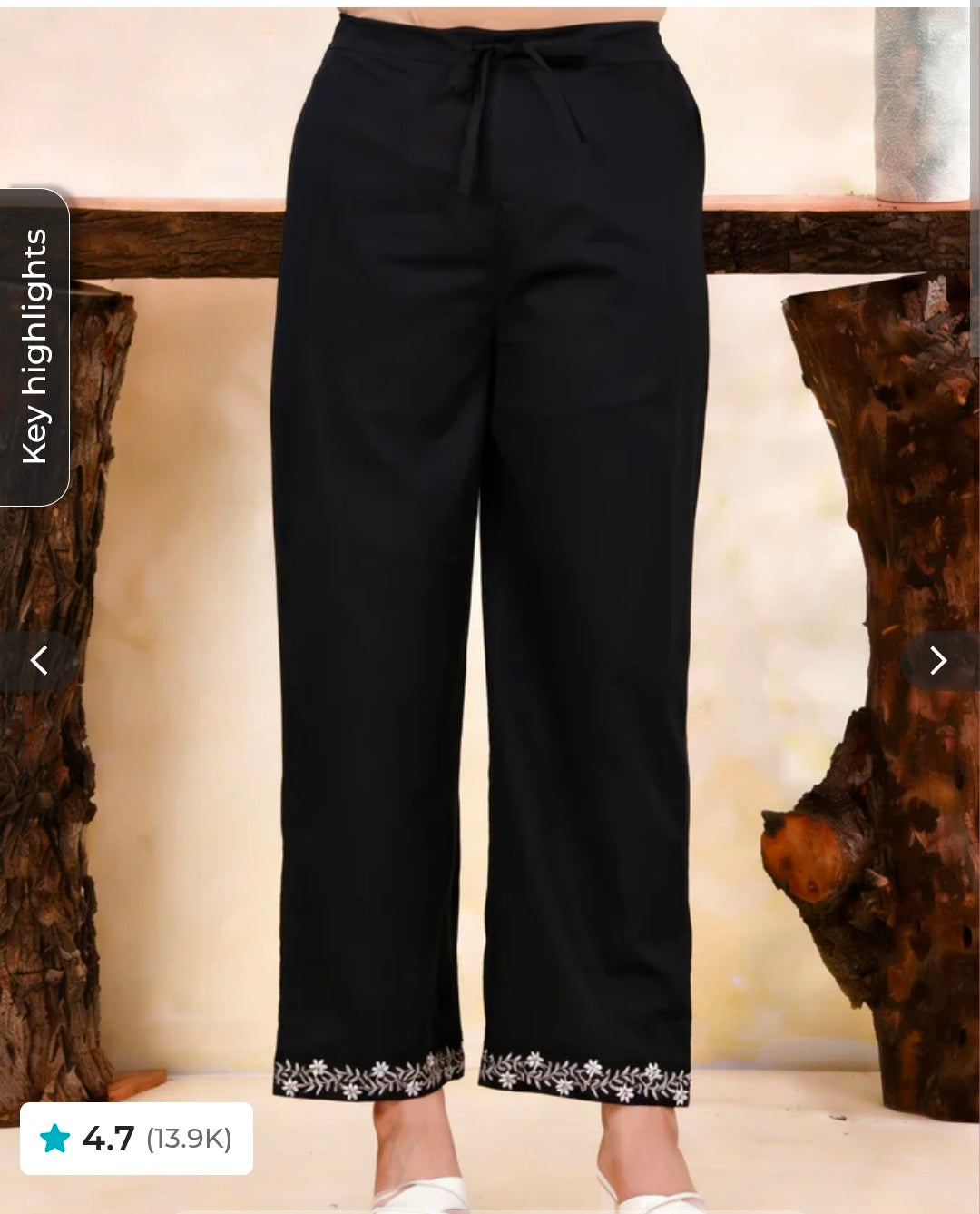 Embroidered Soft Cotton Solid A-line Black Kurta, Straight Trousers & Dupatta