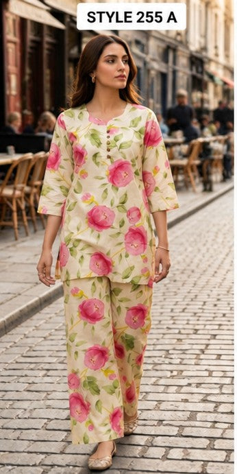 🌸 Premium Cotton Printed Palazzo Set with Pocket