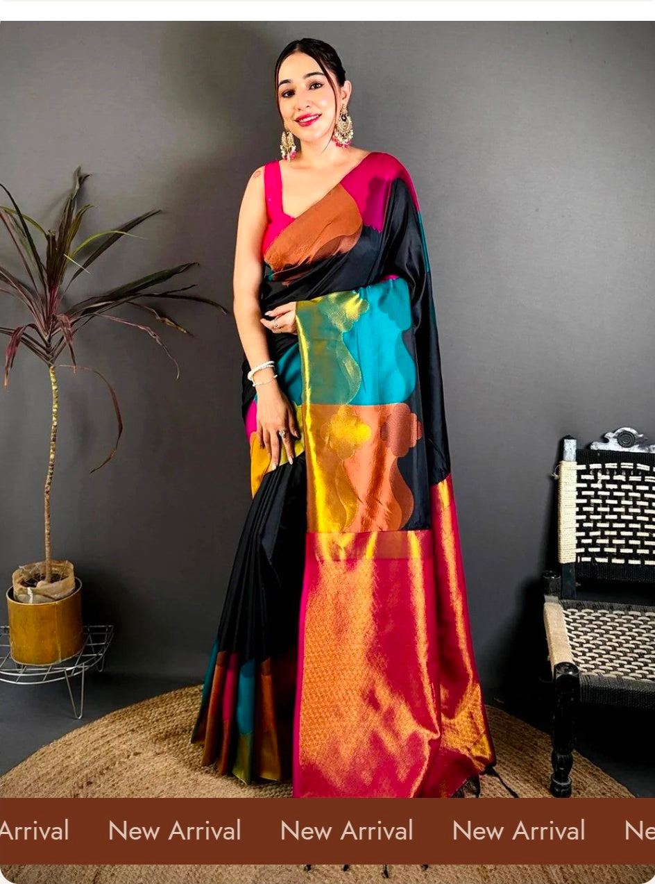Colourblock Zari Weaving