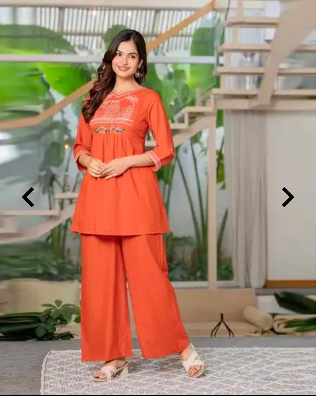Women's Pure Cotton Kurta Palazzo Set | 2 Piece Ethnic Co-ord Set