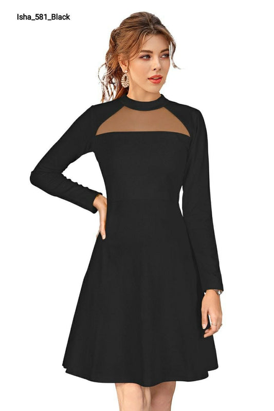 ✨ Premium Stretch Knit Dress – Full Sleeve Casual Wear