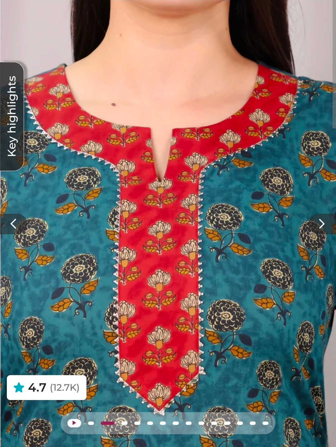 Embroidered Soft Cotton Floral Straight Turquoise & Salwar