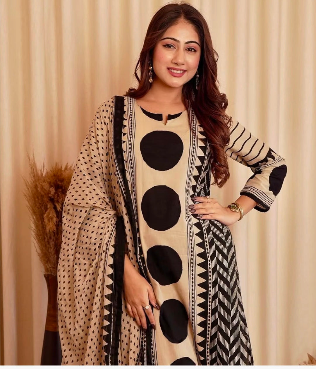 Pure cotton Straight Kurta Pant and printed Dupatta Set