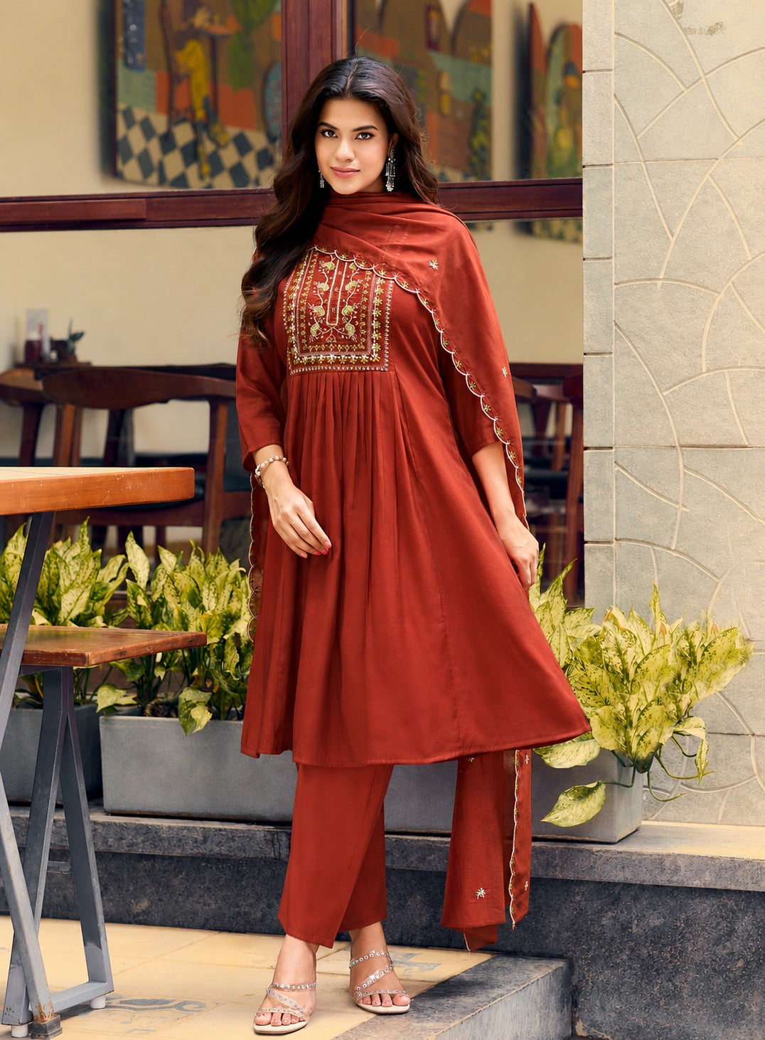 🌸 Elegant Kurti Pant Set with Designer Dupatta
