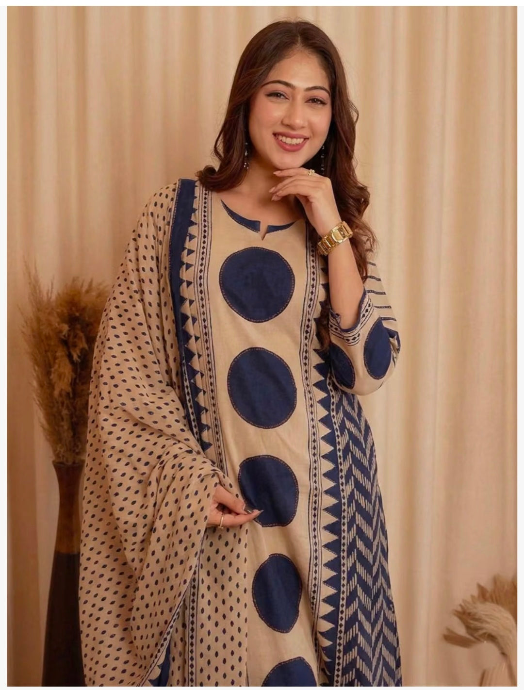 Pure cotton Straight Kurta Pant and printed Dupatta Set