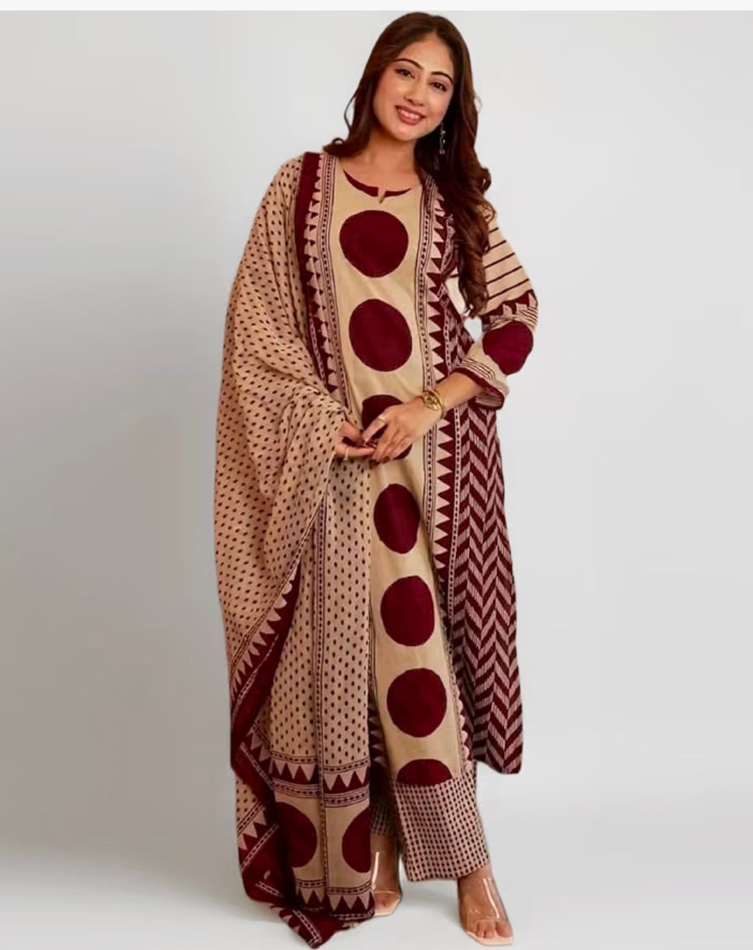 Pure cotton Straight Kurta Pant and printed Dupatta Set