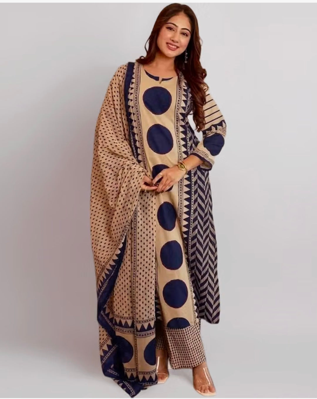 Pure cotton Straight Kurta Pant and printed Dupatta Set