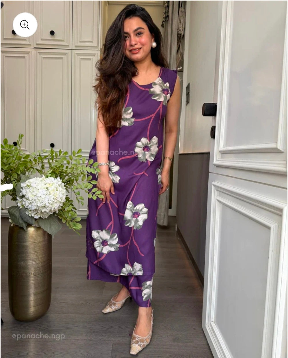 Cotton Floral sleeveless set