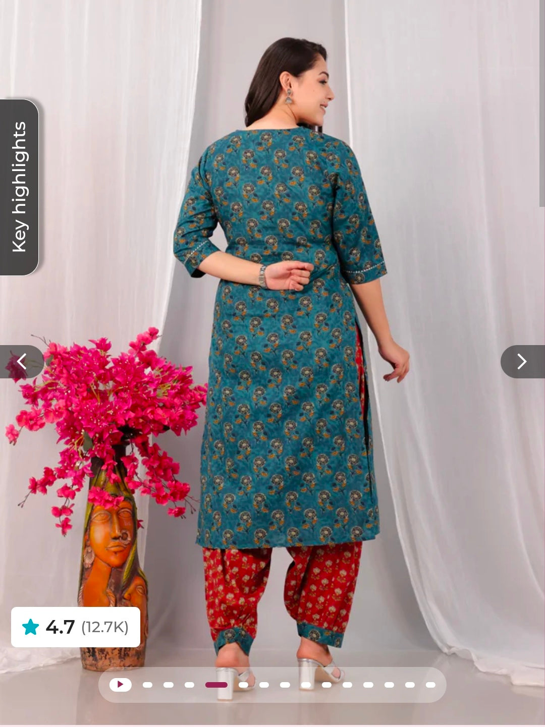 Embroidered Soft Cotton Floral Straight Turquoise & Salwar