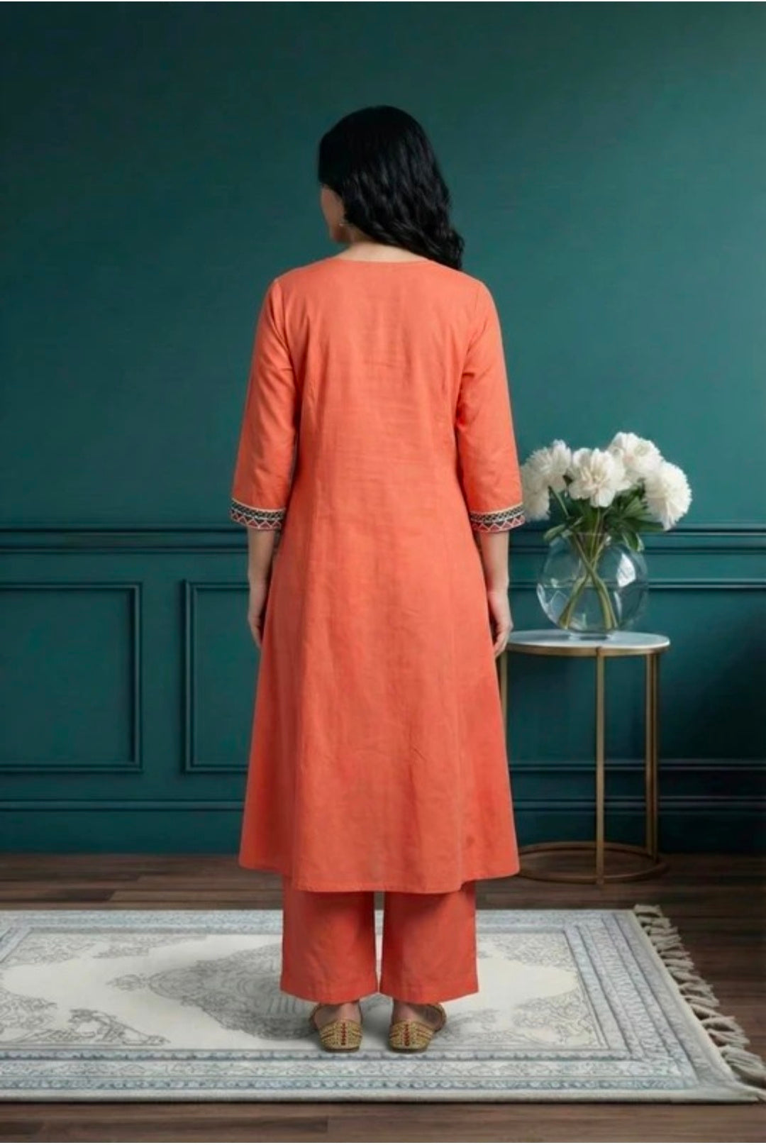Embroidered Khadi Cotton Kurta Pant Set