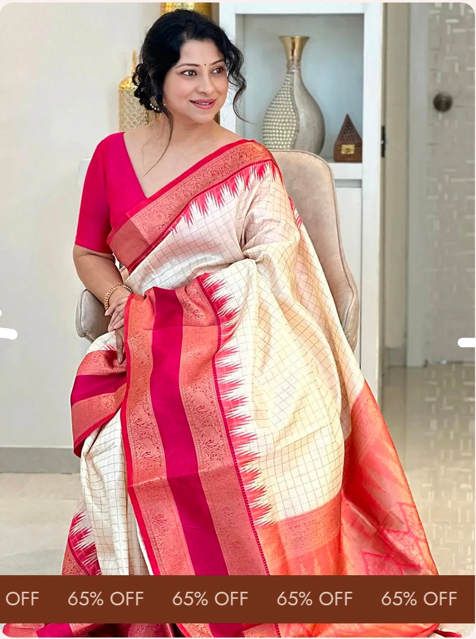 Pink Banarasi Silk Gadwal Pattu