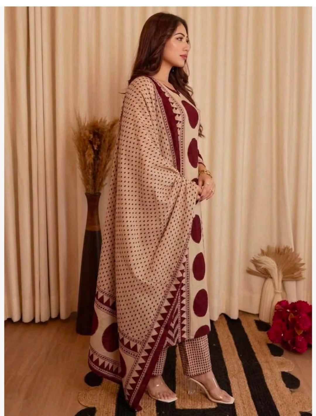 Pure cotton Straight Kurta Pant and printed Dupatta Set