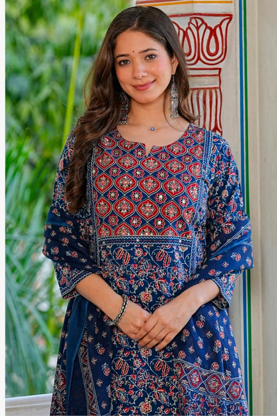 Pure Cotton Printed Straight Kurta Set with Palazzo Pants & Dupatta