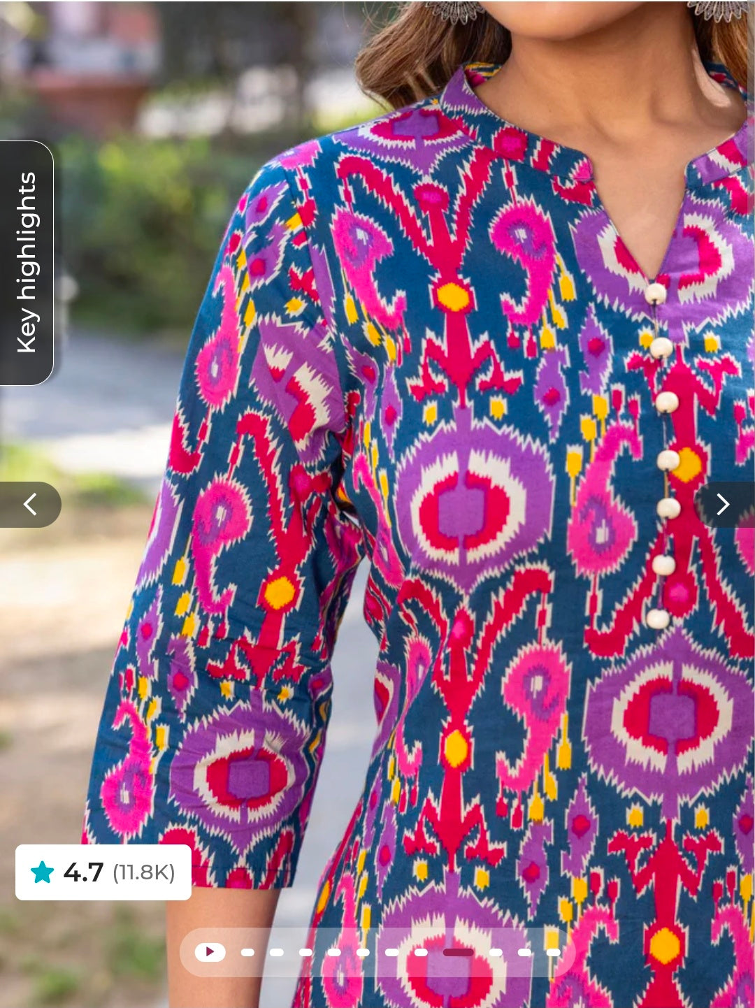 Soft Cotton Ikat Straight Multicolor Kurta, Tapered Trousers & Dupatta