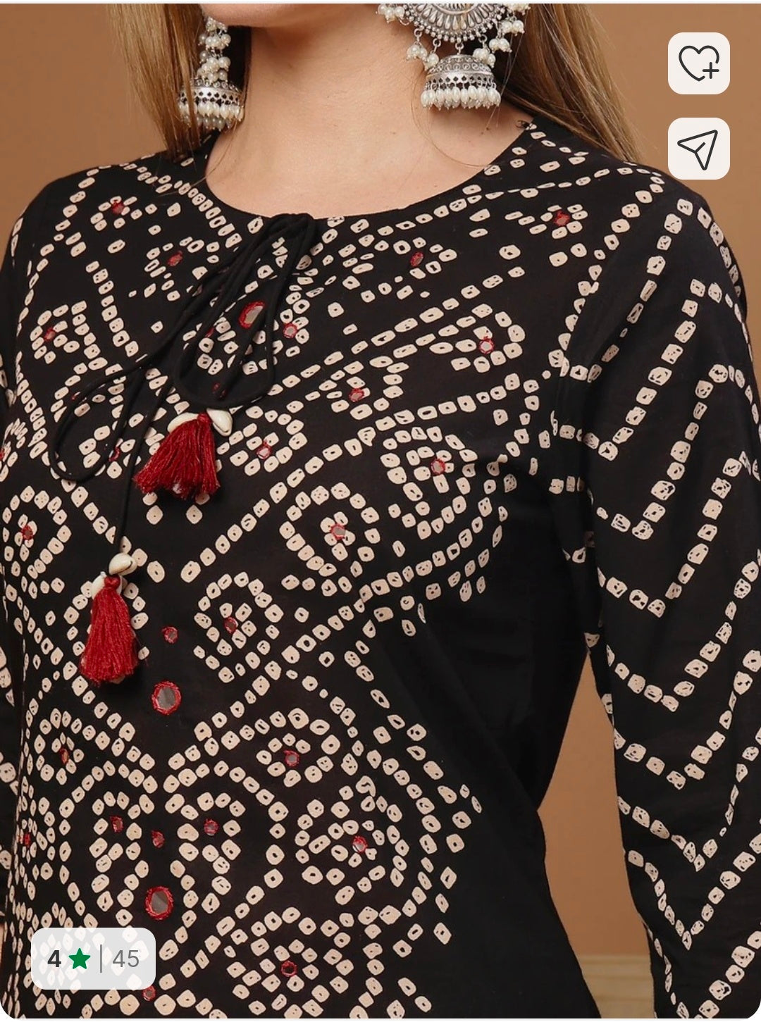 Black Bandhani Printed Pure Cotton Kurta Pant Dupatta Set by Stylum