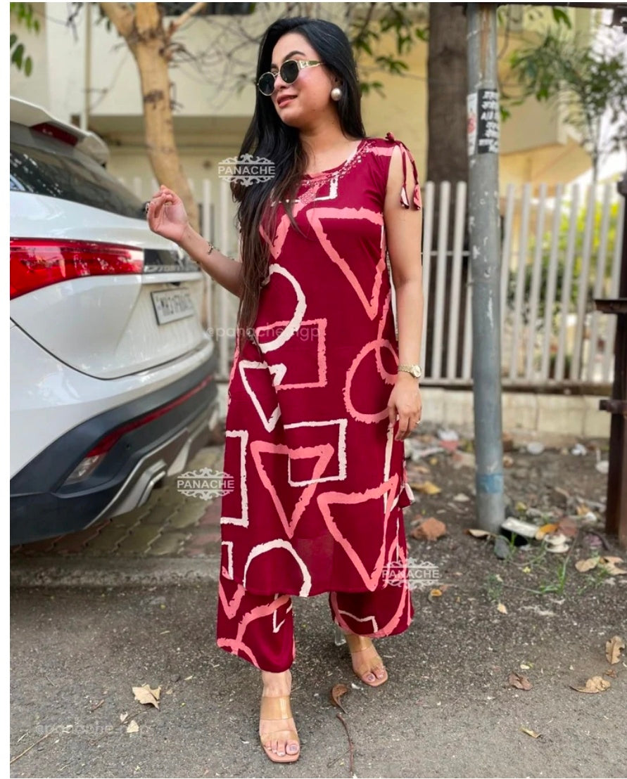 Cotton Abstract sleeveless coord
