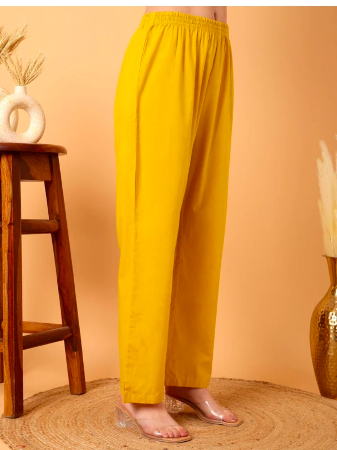 Taranjal Yellow Embroidered Pure Cotton Kurta Pant Dupatta Set