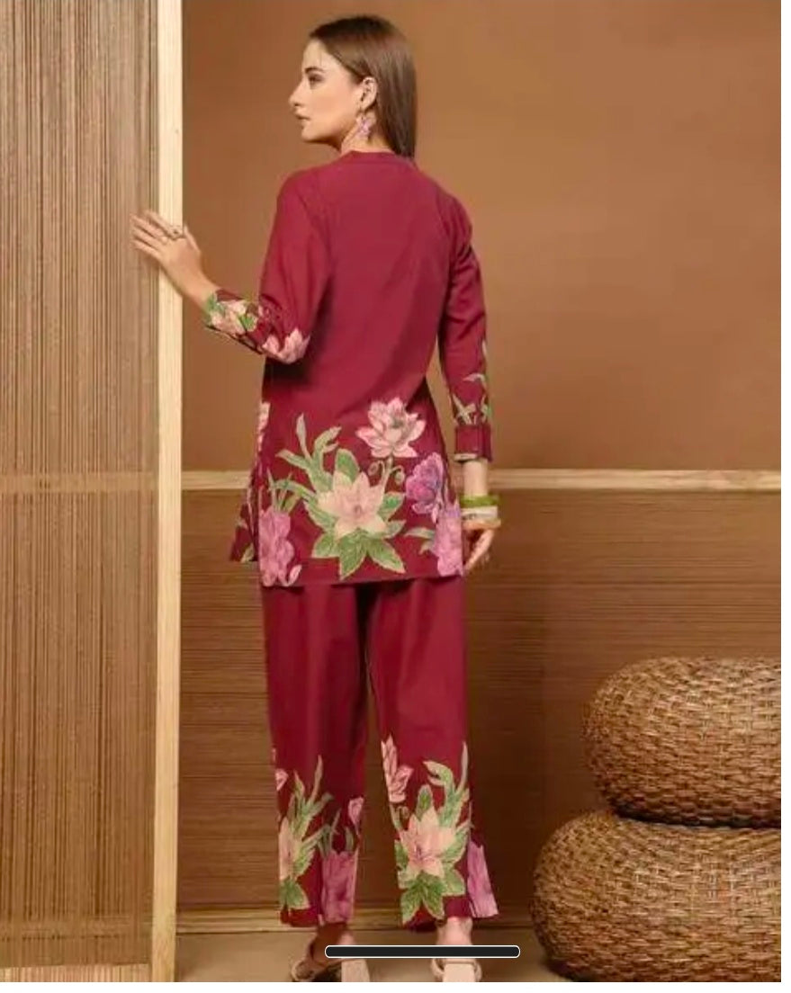 Magenta Cotton Co-ord Set