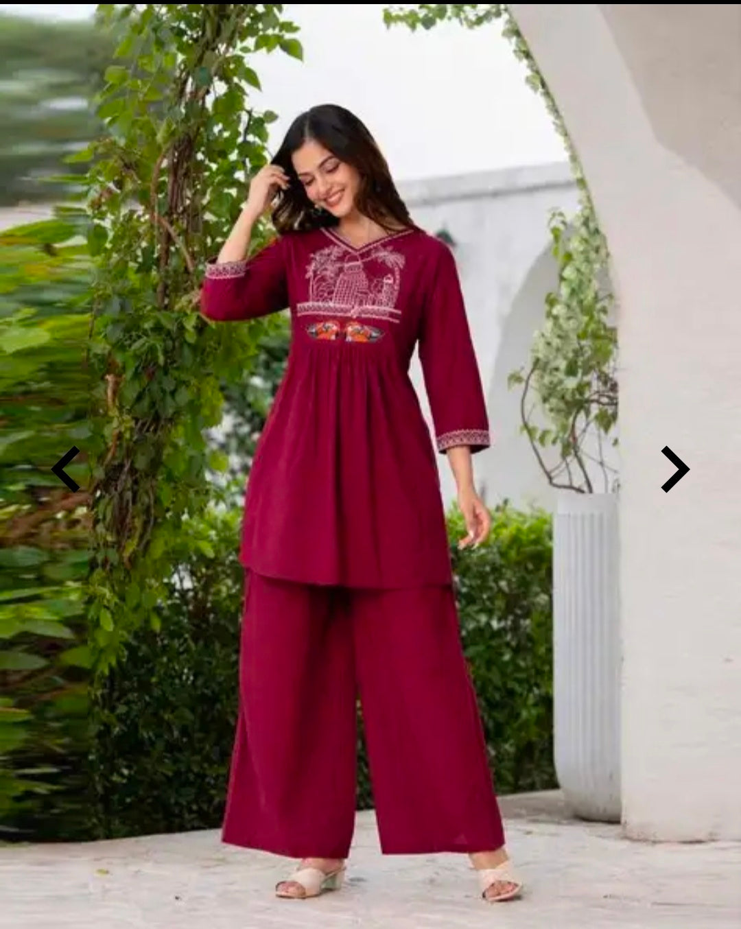 Women's Pure Cotton Kurta Palazzo Set | 2 Piece Ethnic Co-ord Set