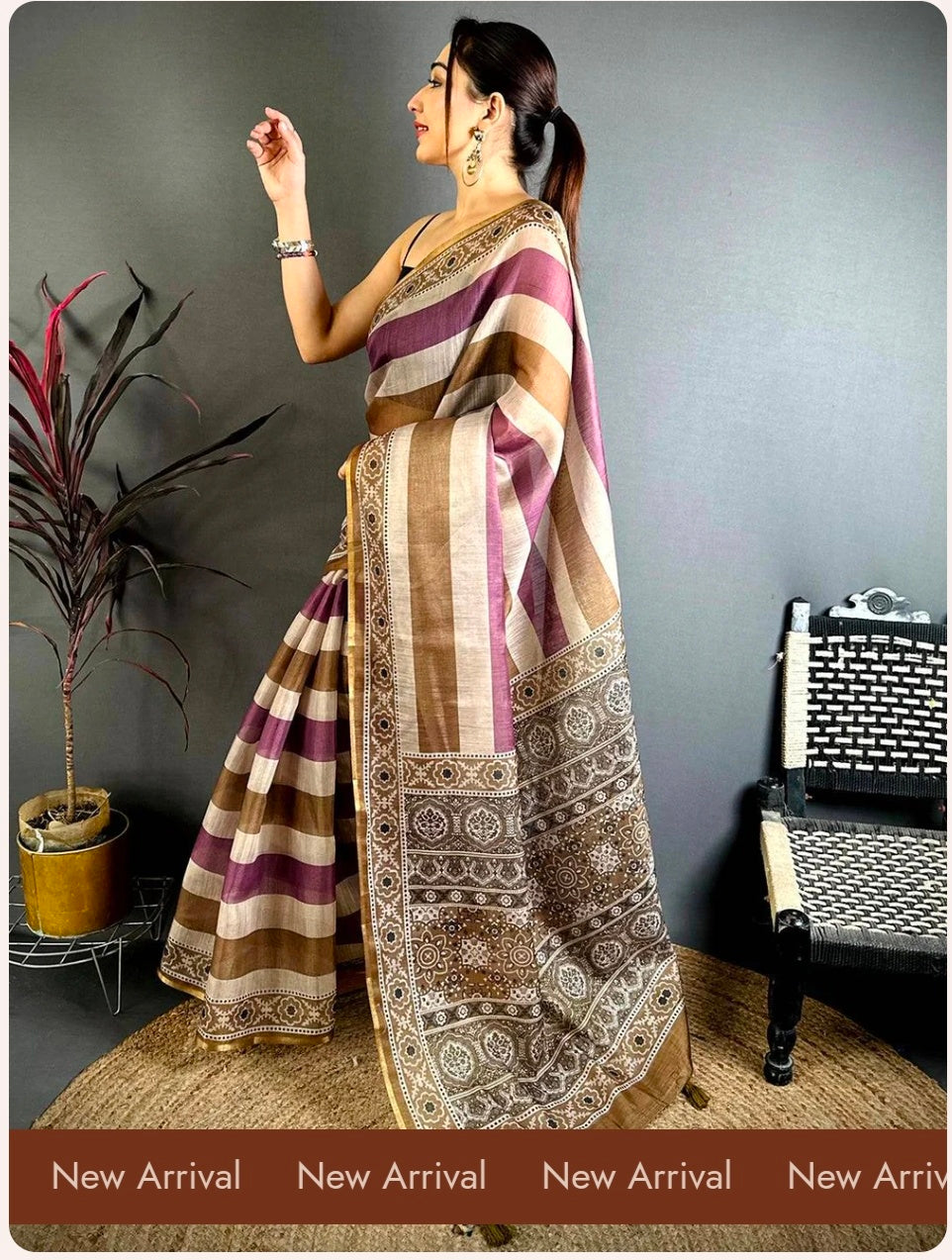 Heritage Stripe Linen Chanderi