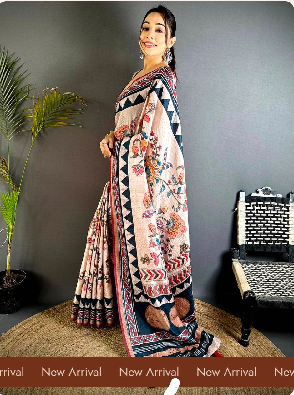 Ajrakh Kalamkari Tussar
