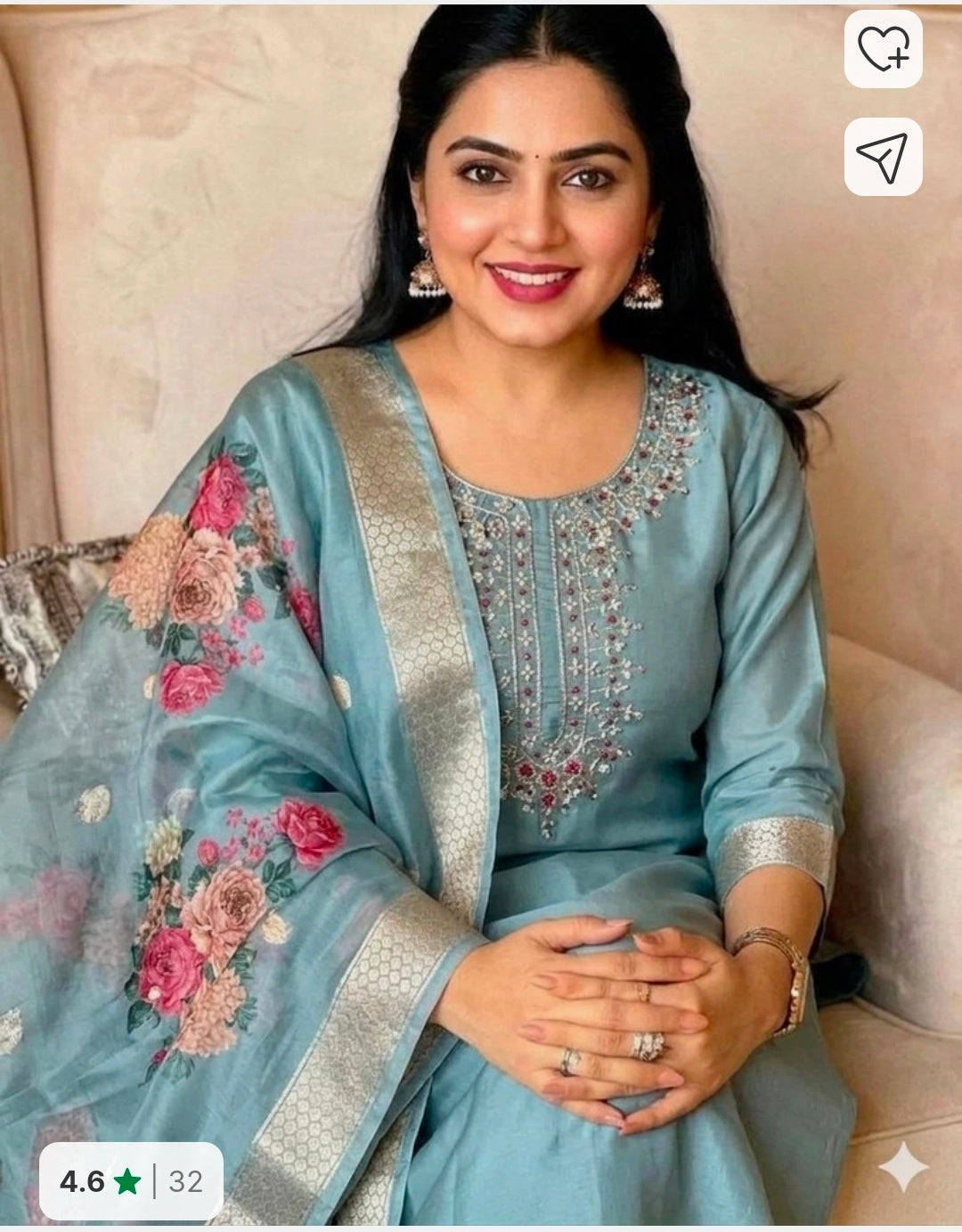 Rayon Straight Kurta with Salwar & Chanderi Dupatta Set