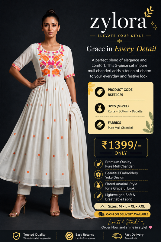 Premium pure mull chanderi kurti