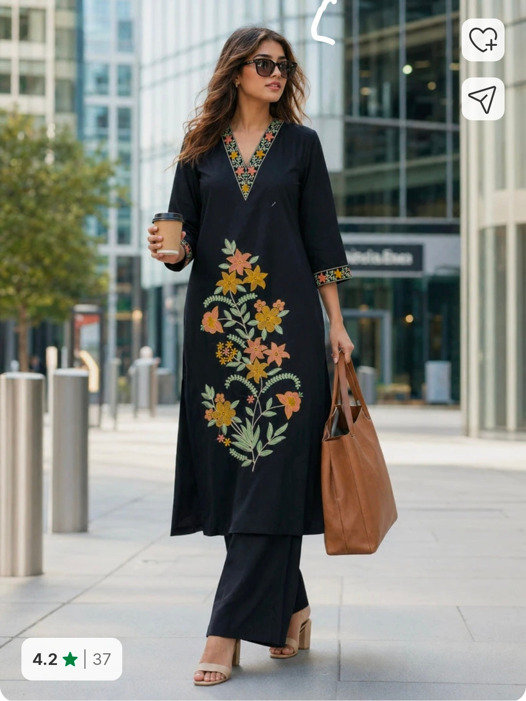 Embroidered Pure Cotton Kurta Palazzo Set