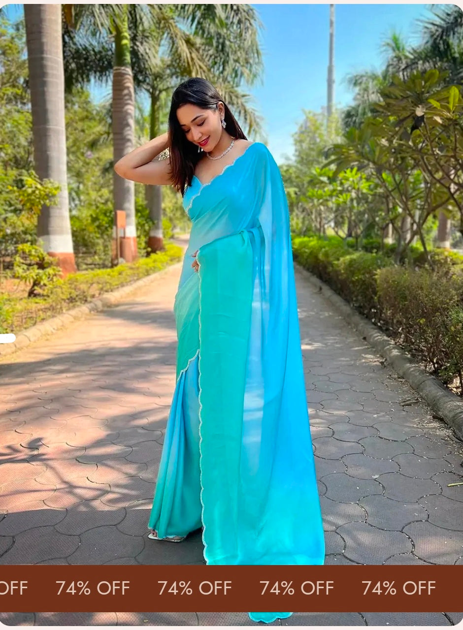 Sky Blue Satin Georgette