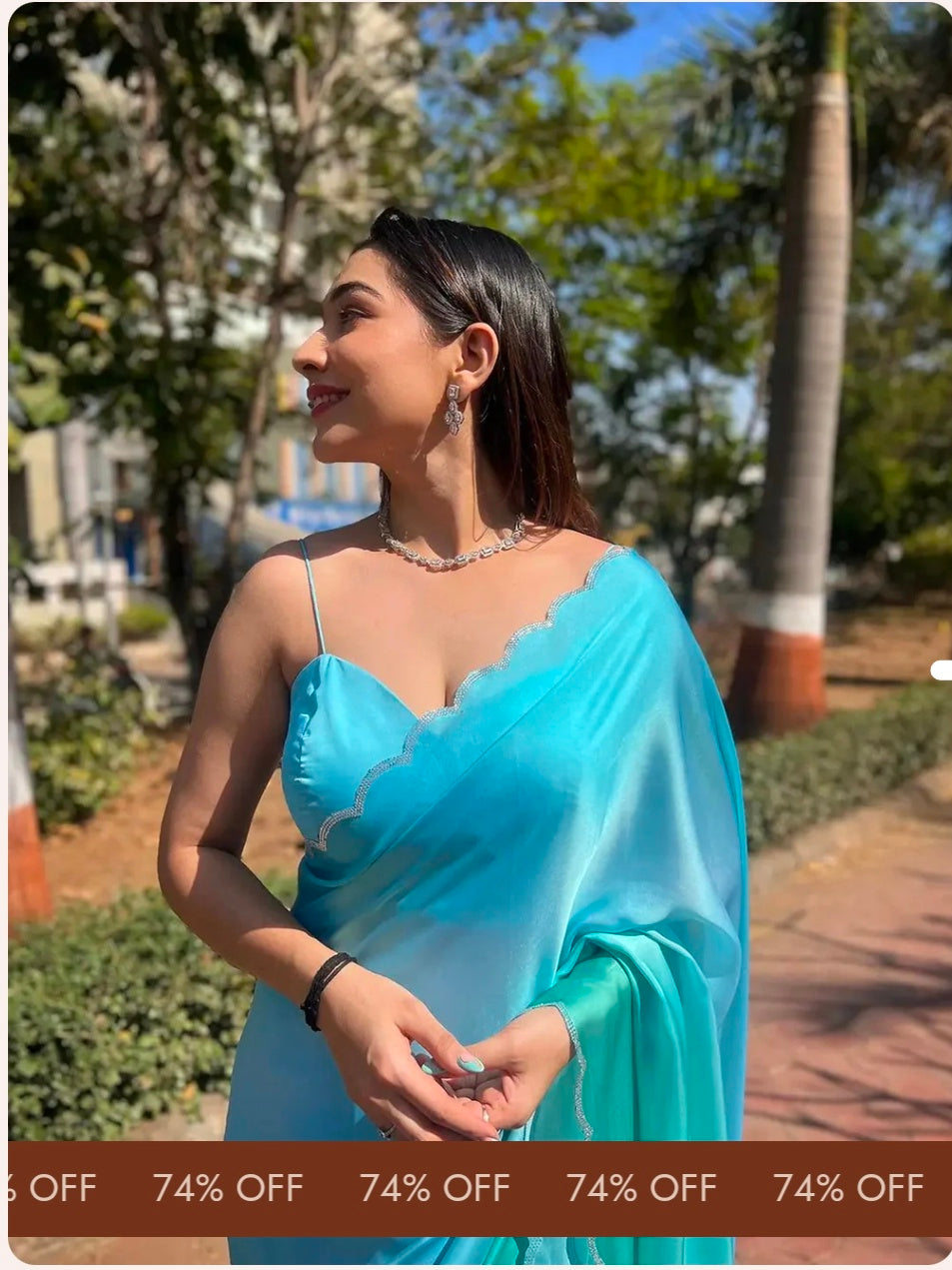 Sky Blue Satin Georgette